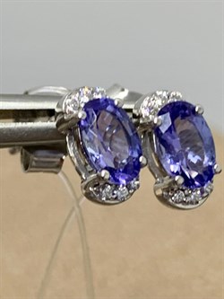 *Пусеты Танзанит арт. SM-E00679-X-W-TN-X-W-323 (вес 1,36 г) - фото 196575