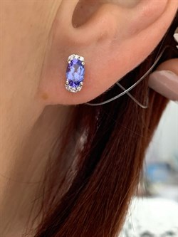 *Пусеты Танзанит арт. SM-E00679-X-W-TN-X-W-323 (вес 1,36 г) - фото 196576