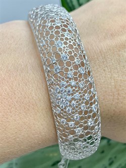 *Браслет р.18-20 Белый Фианит арт. BR1G-262 вес 8,65 г - фото 197325