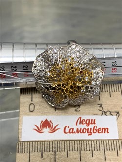 *Кольцо р.18 Цветок Белый Фианит арт. ANFIOPICG-BI-970 вес 5,83 г - фото 197363