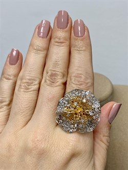 *Кольцо р.18 Цветок Белый Фианит арт. ANFIOPICG-BI-970 вес 5,83 г - фото 197367