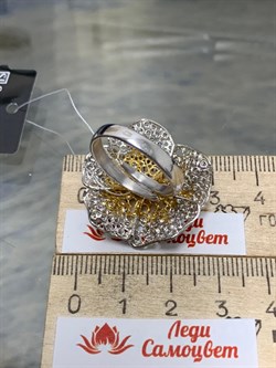 *Кольцо р.18 Цветок Белый Фианит арт. ANFIOPICG-BI-970 вес 5,83 г - фото 197368