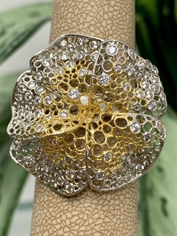 *Кольцо р.18 Цветок Белый Фианит арт. ANFIOPICG-BI-970 вес 5,83 г - фото 197373