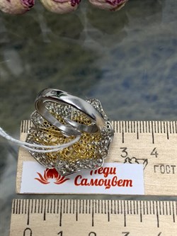 *Кольцо р.18 Цветок Белый Фианит арт. ANFIOPICG-BI-970 вес 5,83 г - фото 197374