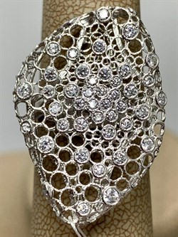 *Кольцо р.17 Белый Фианит арт. ANOVALEG-164 вес 4,81 г - фото 197412