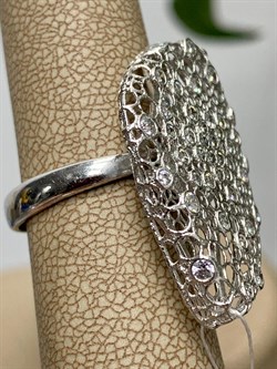 *Кольцо р.17 Белый Фианит арт. ANOVALEG-164 вес 4,81 г - фото 197414