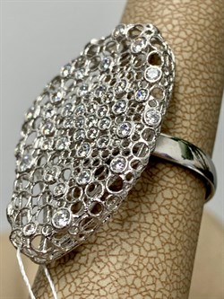 *Кольцо р.17 Белый Фианит арт. ANOVALEG-164 вес 4,81 г - фото 197415