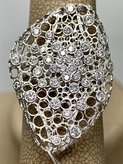 *Кольцо р.17 Белый Фианит арт. ANOVALEG-164 вес 4,81 г - фото 197417