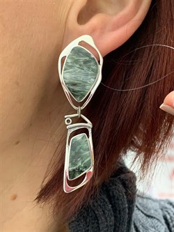 *Серьги Серафинит арт. с10030-440 вес 15,07 г - фото 198268