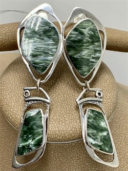 *Серьги Серафинит арт. с10030-440 вес 15,07 г - фото 198272