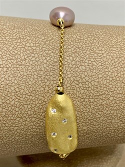 *Браслет р.16,5-20 Жемчуг, Фианит Облачка арт. RB-B345-2-X-L-PN-X-W-467 (вес 4 г) - фото 198440