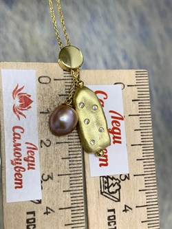 *Колье р.45 Жемчуг Фианит Облачка арт. RB-N361-3-X-L-PN-X-W-322 (вес 5,24 г) - фото 198474