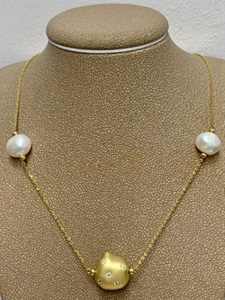 *Колье р.45 Жемчуг Фианит Облачка арт. RB-N00337-X-L-PN-X-W-799 (вес 6,34 г) - фото 198484