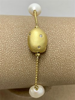 *Браслет р.16,5-19 Жемчуг Фианит Облачка арт. RB-B343-1-X-L-PN-X-W-579 (вес 4,97 г) - фото 198502