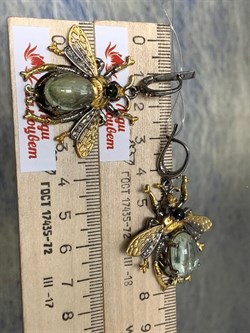 *Серьги Мотыльки Аквамарин Забайкалье Арт 49421 Вес 16,87 г - фото 198548