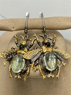 *Серьги Мотыльки Аквамарин Забайкалье Арт 49421 Вес 16,87 г - фото 198551