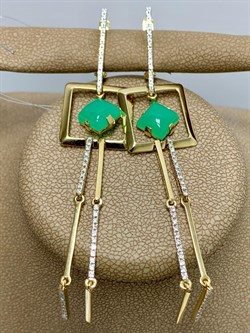 *Серьги Хризопраз цв Лимонное арт 2-308288-00-19-462 вес 7,32 г - фото 198616 *Серьги Хризопраз цв Лимонное арт 2-308288-00-19-462 вес 7,32 г - фото 198616