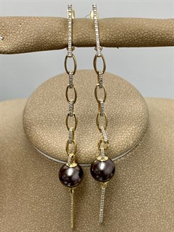 *Серьги Черный Жемчуг Морской д.9,5-10 цв Лимонное арт 2-308061-00-23-747 вес 7,1 г - фото 198632 *Серьги Черный Жемчуг Морской д.9,5-10 цв Лимонное арт 2-308061-00-23-747 вес 7,1 г - фото 198632