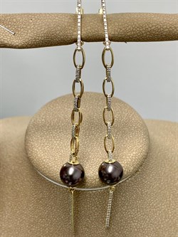 *Серьги Черный Жемчуг Морской д.9,5-10 цв Лимонное арт 2-308061-00-23-747 вес 7,1 г - фото 198634 *Серьги Черный Жемчуг Морской д.9,5-10 цв Лимонное арт 2-308061-00-23-747 вес 7,1 г - фото 198634