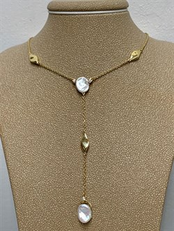 *Колье р.45-50 Белый Жемчуг Барокко цв Лимонное арт. 6-360443-00-28-345 вес 6,31 г - фото 198653