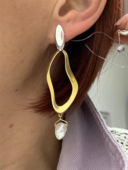 *Серьги Белый Жемчуг Барокко цв. Лимонное арт. 2-508179-00-28-238 вес 8,16 г - фото 198692 *Серьги Белый Жемчуг Барокко цв. Лимонное арт. 2-508179-00-28-238 вес 8,16 г - фото 198692