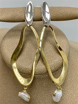 *Серьги Белый Жемчуг Барокко цв. Лимонное арт. 2-508179-00-28-238 вес 8,16 г - фото 198693 *Серьги Белый Жемчуг Барокко цв. Лимонное арт. 2-508179-00-28-238 вес 8,16 г - фото 198693