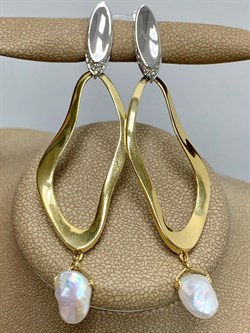 *Серьги Белый Жемчуг Барокко цв. Лимонное арт. 2-508179-00-28-238 вес 8,16 г - фото 198694 *Серьги Белый Жемчуг Барокко цв. Лимонное арт. 2-508179-00-28-238 вес 8,16 г - фото 198694