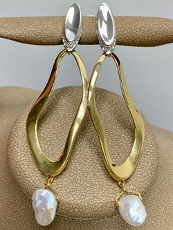 *Серьги Белый Жемчуг Барокко цв. Лимонное арт. 2-508179-00-28-238 вес 8,16 г - фото 198695 *Серьги Белый Жемчуг Барокко цв. Лимонное арт. 2-508179-00-28-238 вес 8,16 г - фото 198695