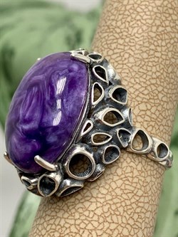 *Кольцо р.18 Брусничка Чароит арт. 1717-861 Вес 7,31 г - фото 198716