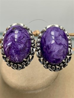 *Серьги Брусничка Чароит арт. 1717-892 Вес 13,05 г - фото 198718