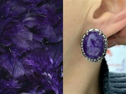 *Серьги Брусничка Чароит арт. 1717-892 Вес 13,05 г - фото 198719