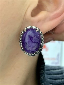*Серьги Брусничка Чароит арт. 1717-892 Вес 13,05 г - фото 198723