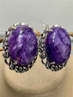*Серьги Брусничка Чароит арт. 1717-892 Вес 13,05 г - фото 198724