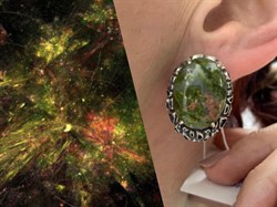 *Серьги Бруснички Яшма арт. 1717(Унакит)-142 Вес 12,41 г - фото 198727 *Серьги Бруснички Яшма арт. 1717(Унакит)-142 Вес 12,41 г - фото 198727