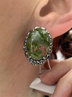 *Серьги Бруснички Яшма арт. 1717(Унакит)-142 Вес 12,41 г - фото 198728 *Серьги Бруснички Яшма арт. 1717(Унакит)-142 Вес 12,41 г - фото 198728