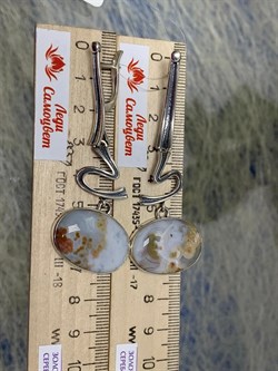 *Серьги Агат Моховой арт. 10004-028 Вес 17,77 г - фото 198765 *Серьги Агат Моховой арт. 10004-028 Вес 17,77 г - фото 198765