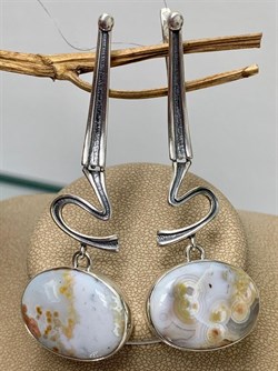 *Серьги Агат Моховой арт. 10004-028 Вес 17,77 г - фото 198766 *Серьги Агат Моховой арт. 10004-028 Вес 17,77 г - фото 198766