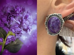 *Серьги Чароит арт. 10018-936 Вес 20,76 г - фото 198785 *Серьги Чароит арт. 10018-936 Вес 20,76 г - фото 198785