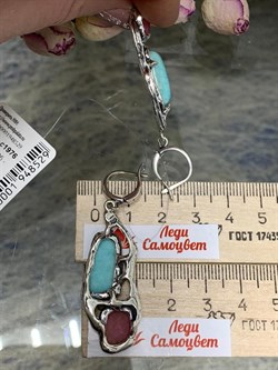 *Серьги Микс Амазонит Родонит Перу арт. 1976-529 Вес 16,42 г - фото 198843 *Серьги Микс Амазонит Родонит Перу арт. 1976-529 Вес 16,42 г - фото 198843