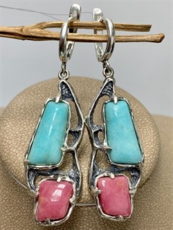 *Серьги Микс Амазонит Родонит Перу арт. 1976-529 Вес 16,42 г - фото 198846 *Серьги Микс Амазонит Родонит Перу арт. 1976-529 Вес 16,42 г - фото 198846