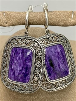 *Серьги Чароит арт. с1725-987 Вес 23,15 г - фото 198957