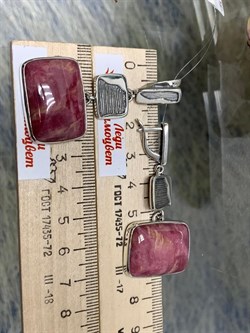 *Серьги Родонит Урал арт. 1947-626 Вес 24,54 г - фото 199075