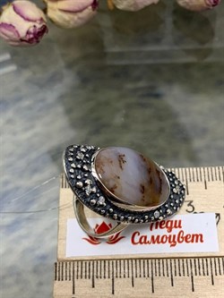 *Кольцо р.18,5 Агат Моховой арт. 2596-146 Вес 10,34 г - фото 199127