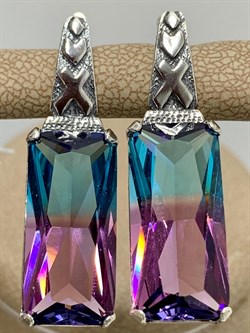 *Серьги Турмалин синт. Каир арт. 0255С-660 вес 9,8 г - фото 199431