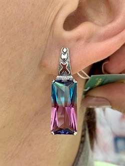 *Серьги Турмалин синт. Каир арт. 0255С-660 вес 9,8 г - фото 199434