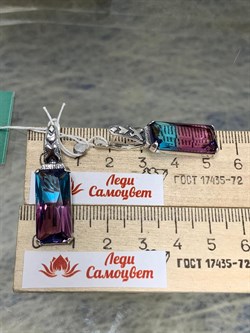 *Серьги Турмалин синт. Каир арт. 0255С-660 вес 9,8 г - фото 199437