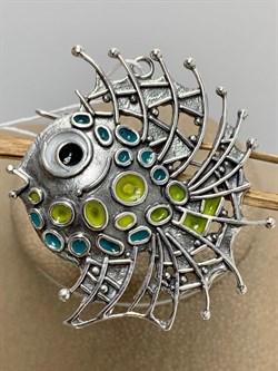 *Брошь Султанка Эмаль арт. 0464Б-638 вес 13 г - фото 199574