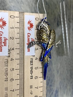 *Брошь Попугай Эмаль арт. 0697Б-879 Вес 10,7 г - фото 199685