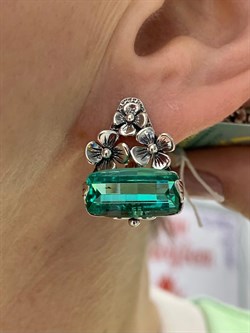*Серьги Празиолит иск Вечерница арт. 1104С-697 вес 8,8 г - фото 199949 *Серьги Празиолит иск Вечерница арт. 1104С-697 вес 8,8 г - фото 199949