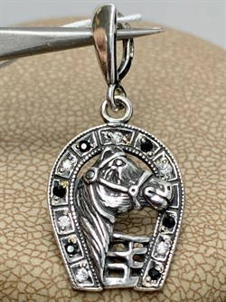 *Подвеска Подкова Лошадь На счастье Фианит арт. 1146П-257 вес 2,2 г - фото 199973